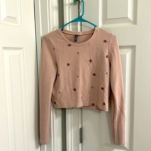 pink long sleeve shirt with roses